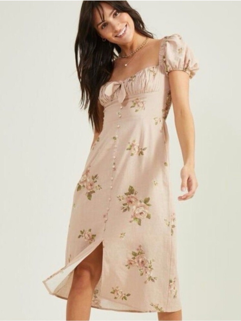 Altar'd State Blush Pink Floral Midi Dress